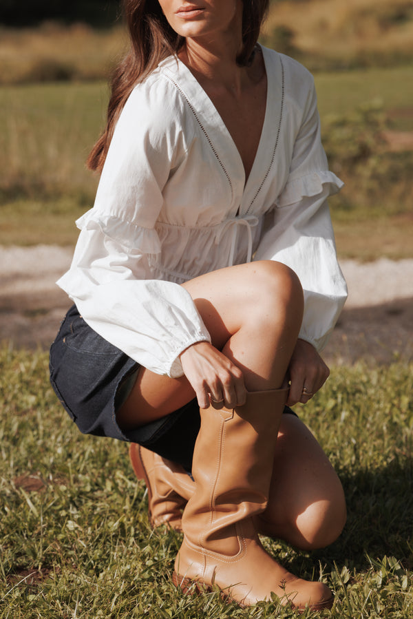 TOPS Jewel Tie Top - White