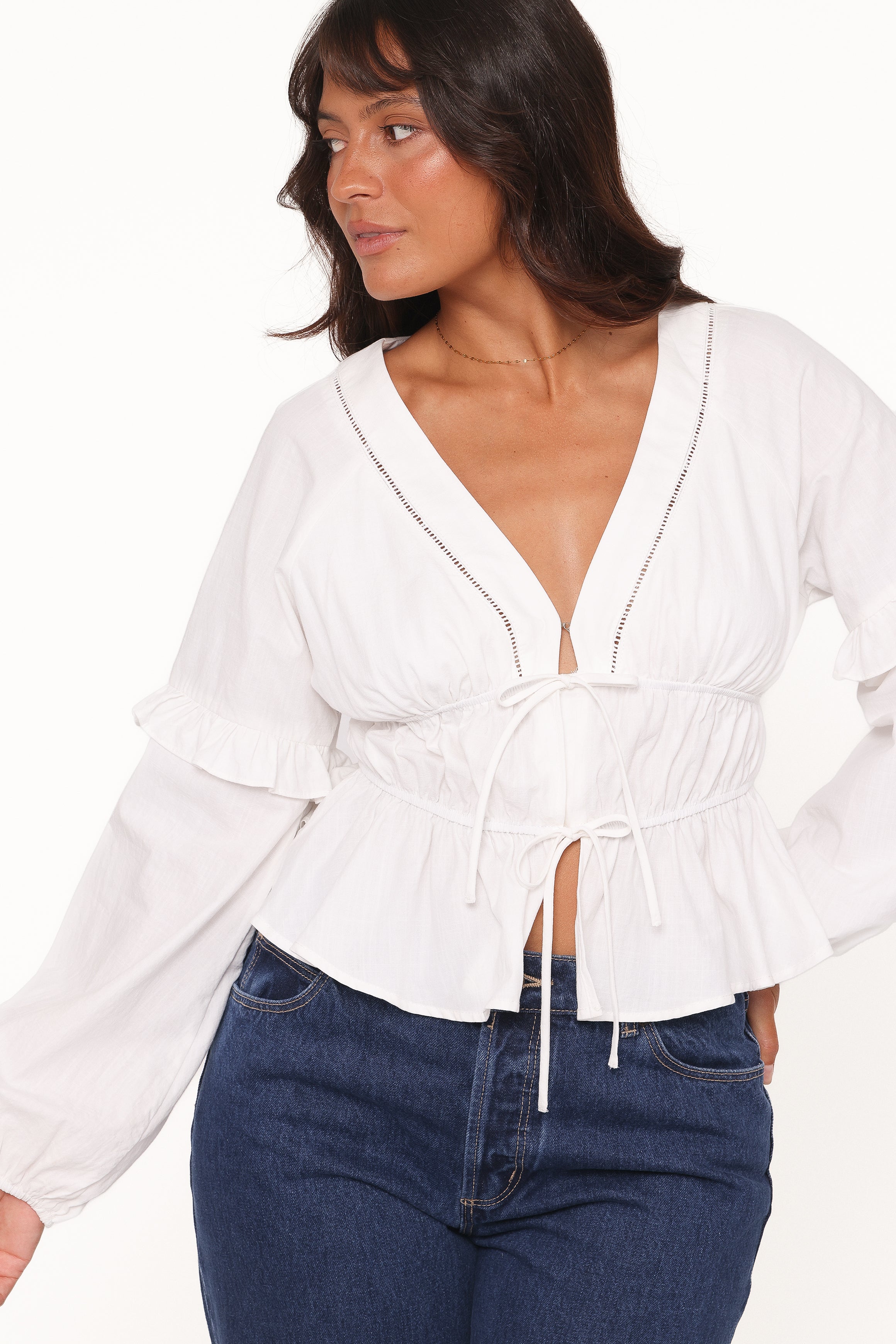 TOPS Jewel Tie Top - White