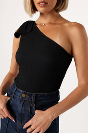 TOPS @Jordana One Shoulder Bodysuit - Black