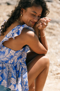 TOPS Julane Ruffled Top - Blue Multi