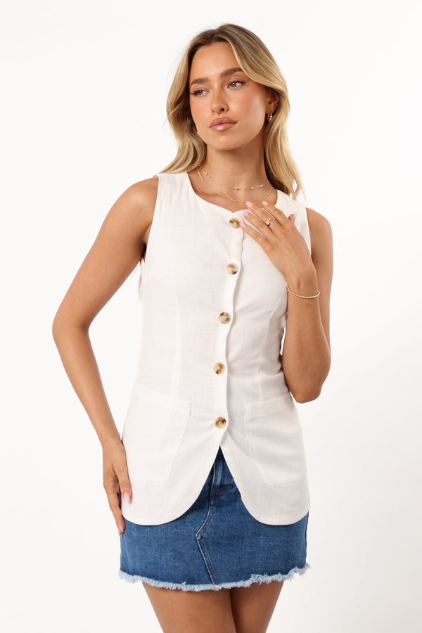 TOPS @June Vest - White (Hold for Cool Beginnings)