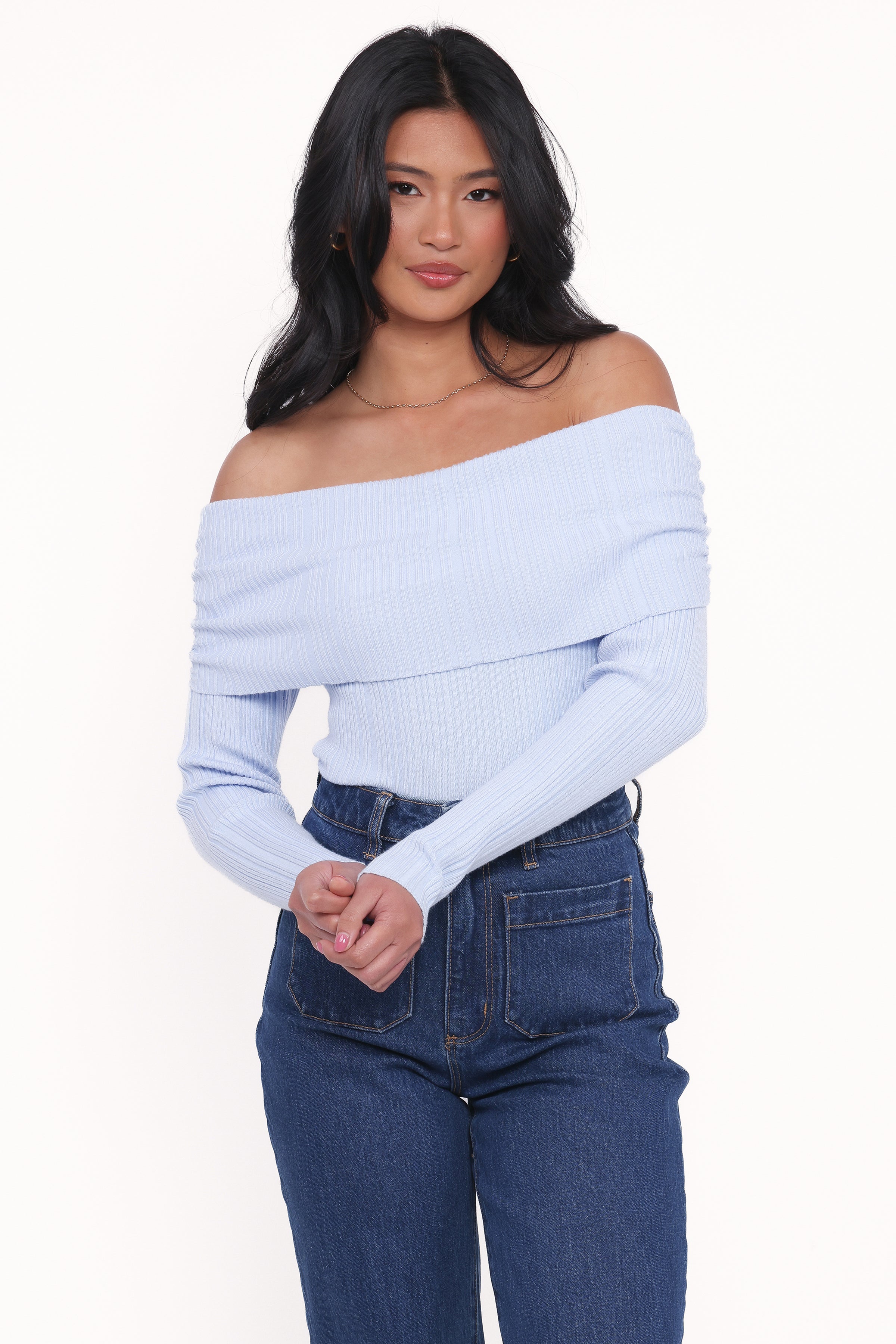 TOPS Junia Tie Back Knit Top - Pale Blue