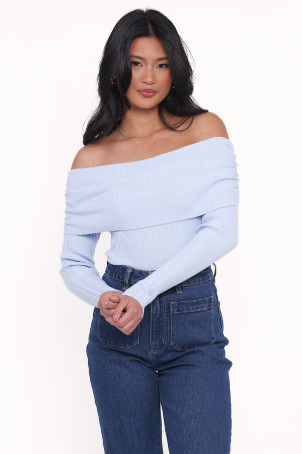 TOPS Junia Tie Back Knit Top - Pale Blue