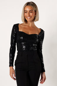 TOPS @Karter Bodysuit - Black