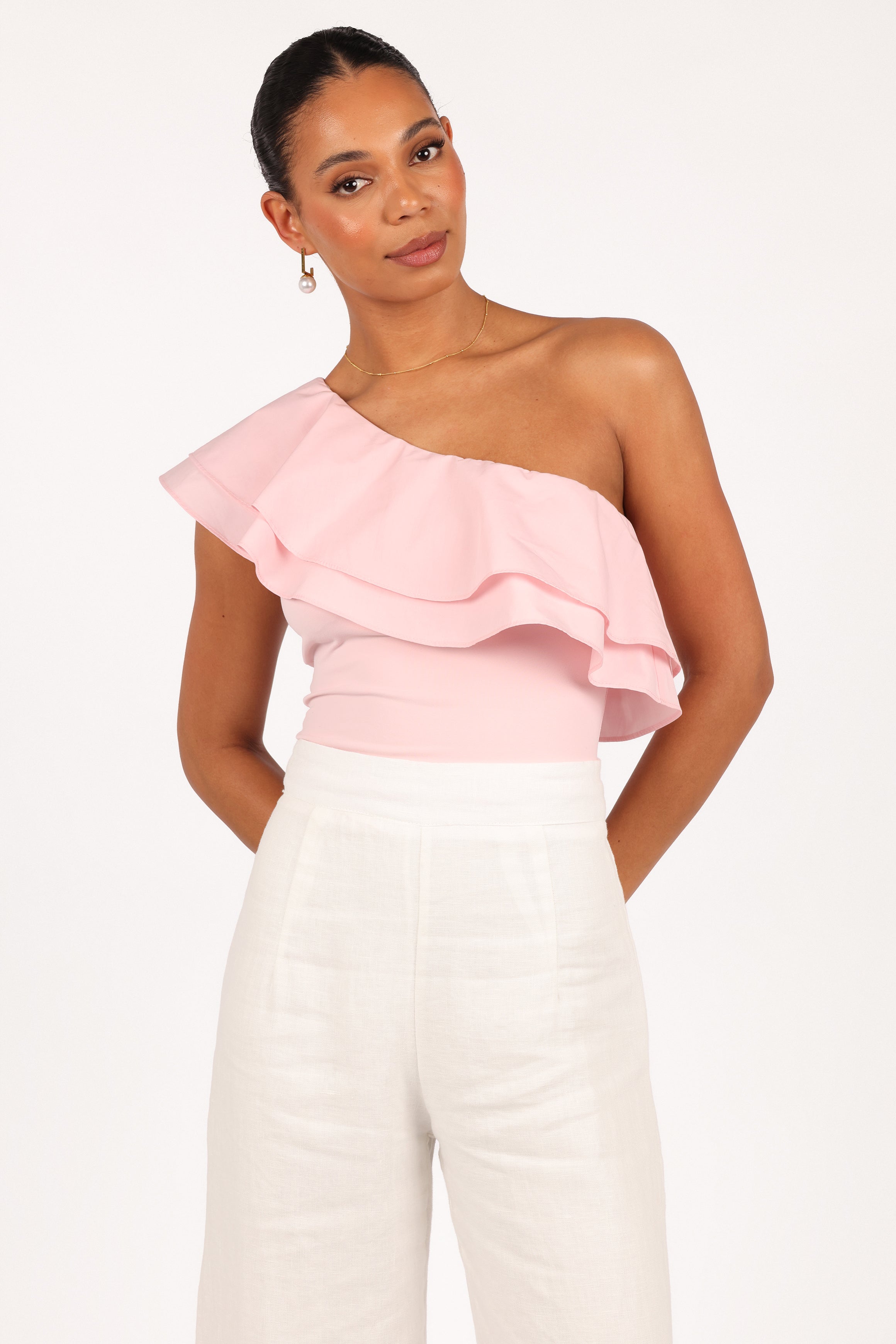 TOPS Kate One Shoulder Top - Petal Pink