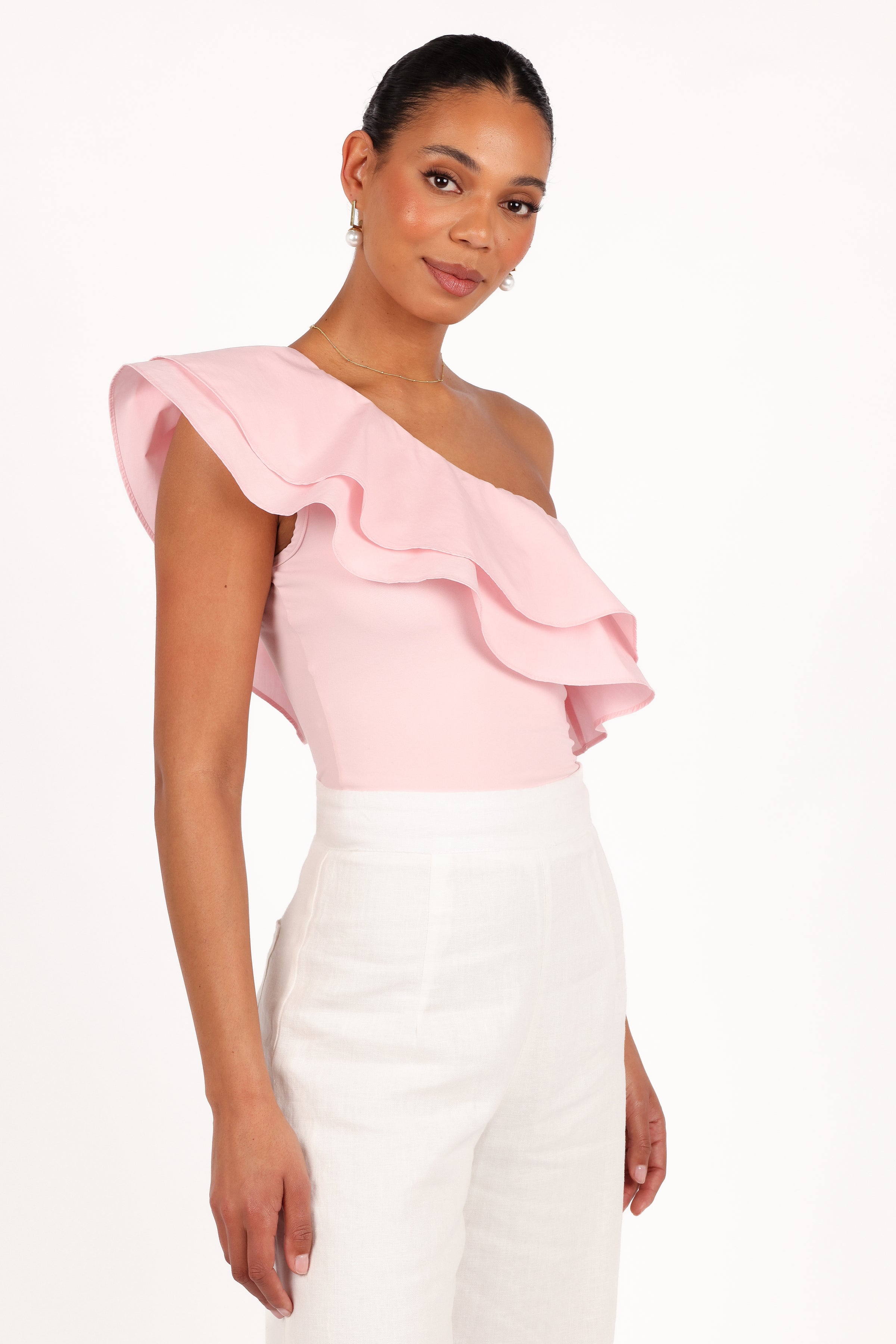 TOPS Kate One Shoulder Top - Petal Pink