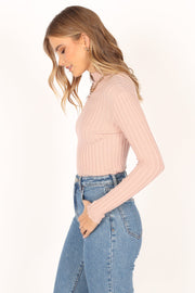TOPS @Katie Knit Long Sleeve Top - Blush
