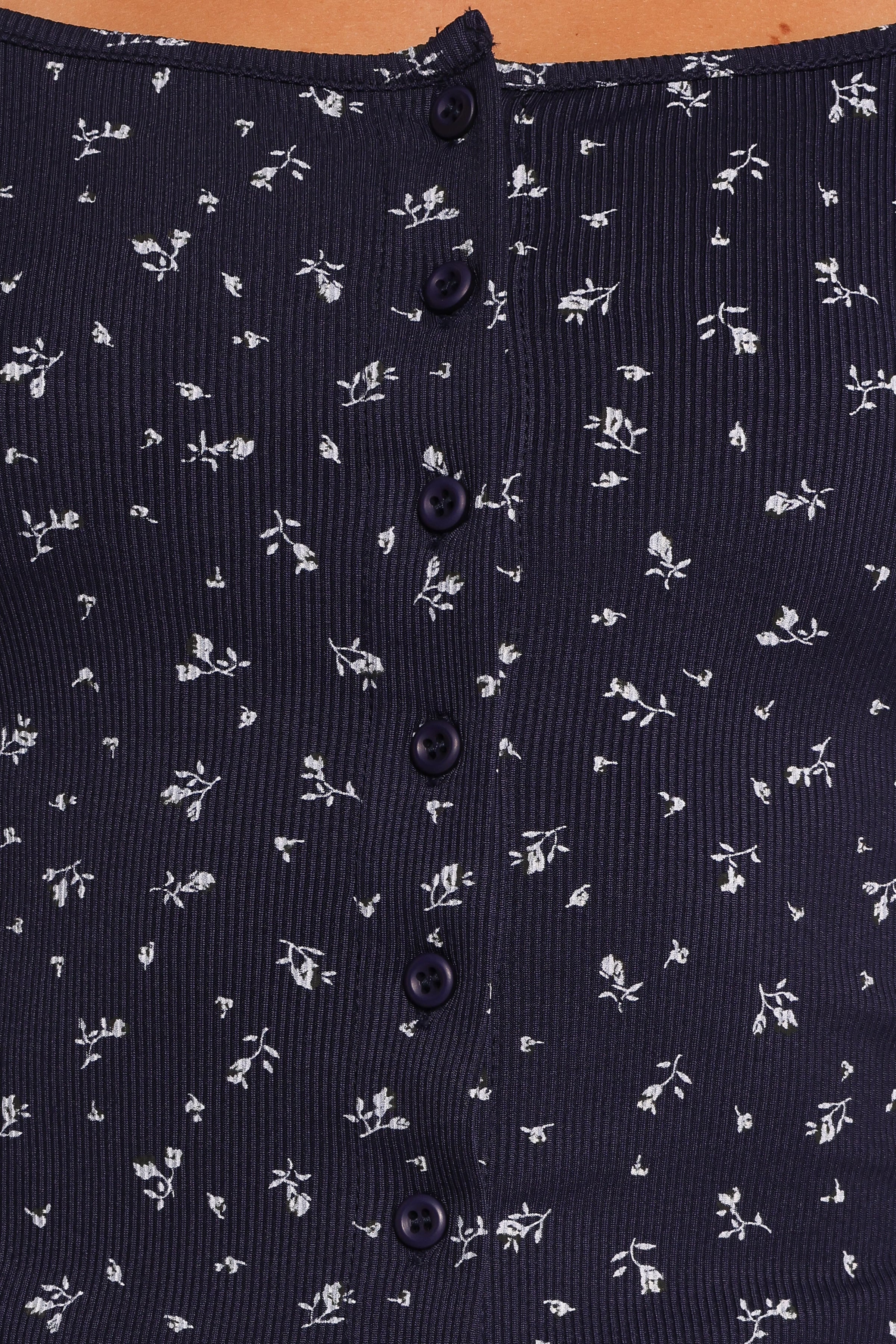 TOPS Keanu Long Sleeve Top - Navy Ditsy