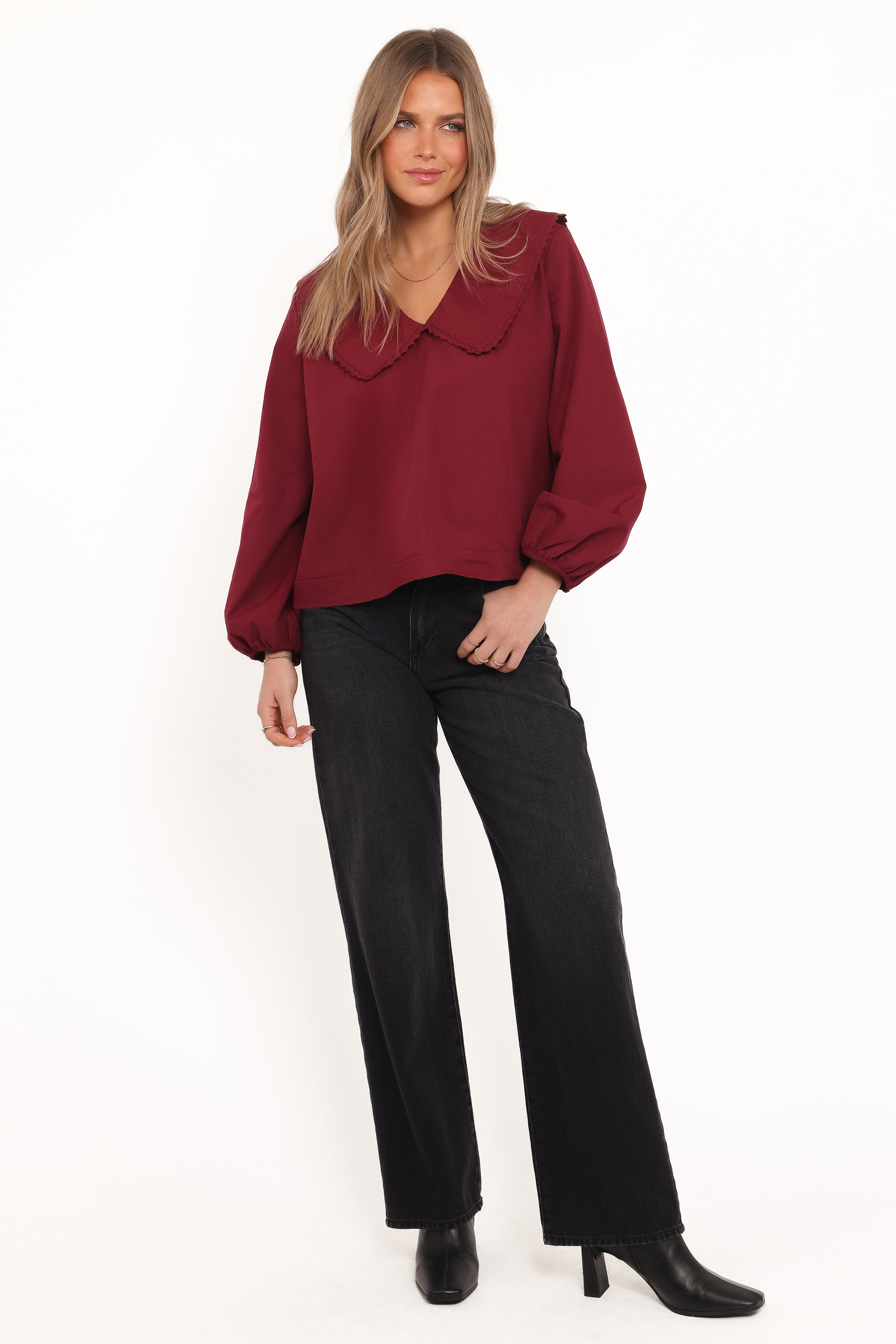 TOPS Kenna Long Sleeve Top - Burg