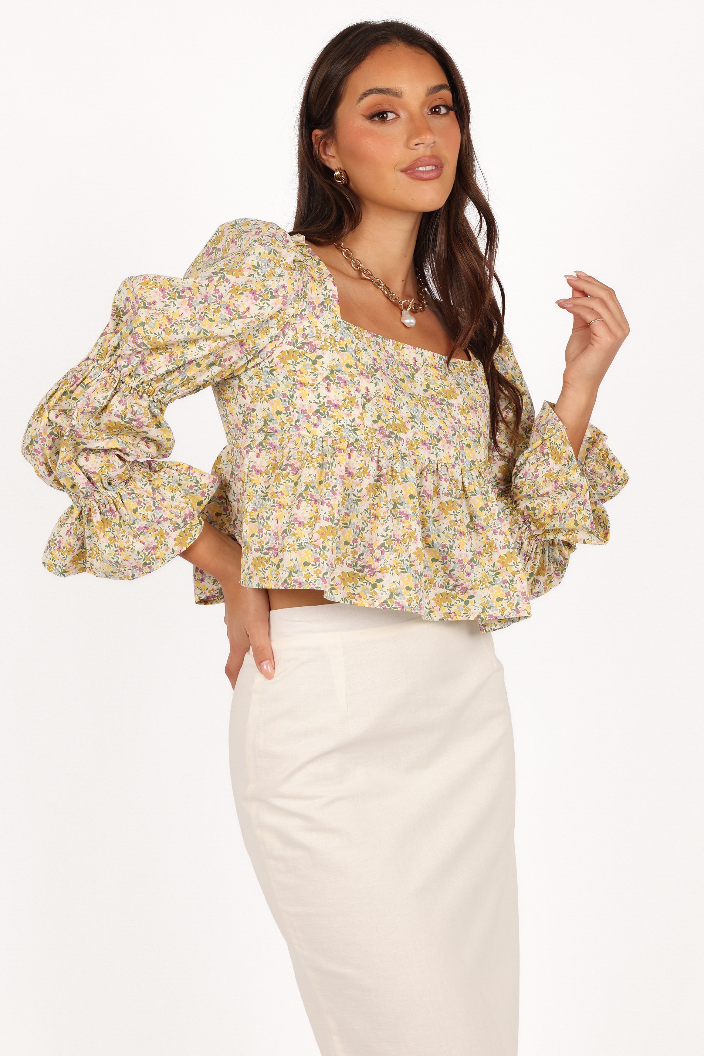TOPS Kenny Top - Yellow Floral