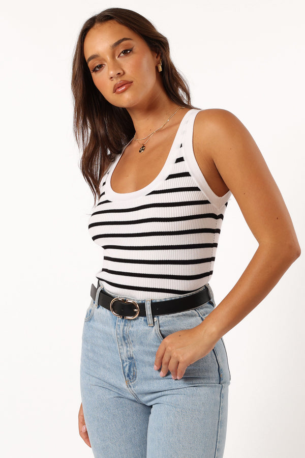 TOPS @Kloe Top - White Stripe