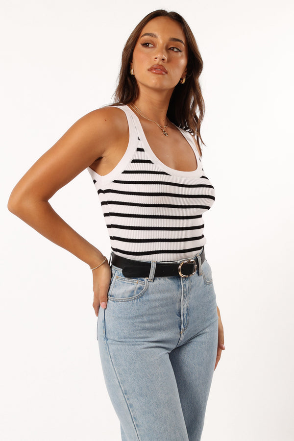 TOPS @Kloe Top - White Stripe