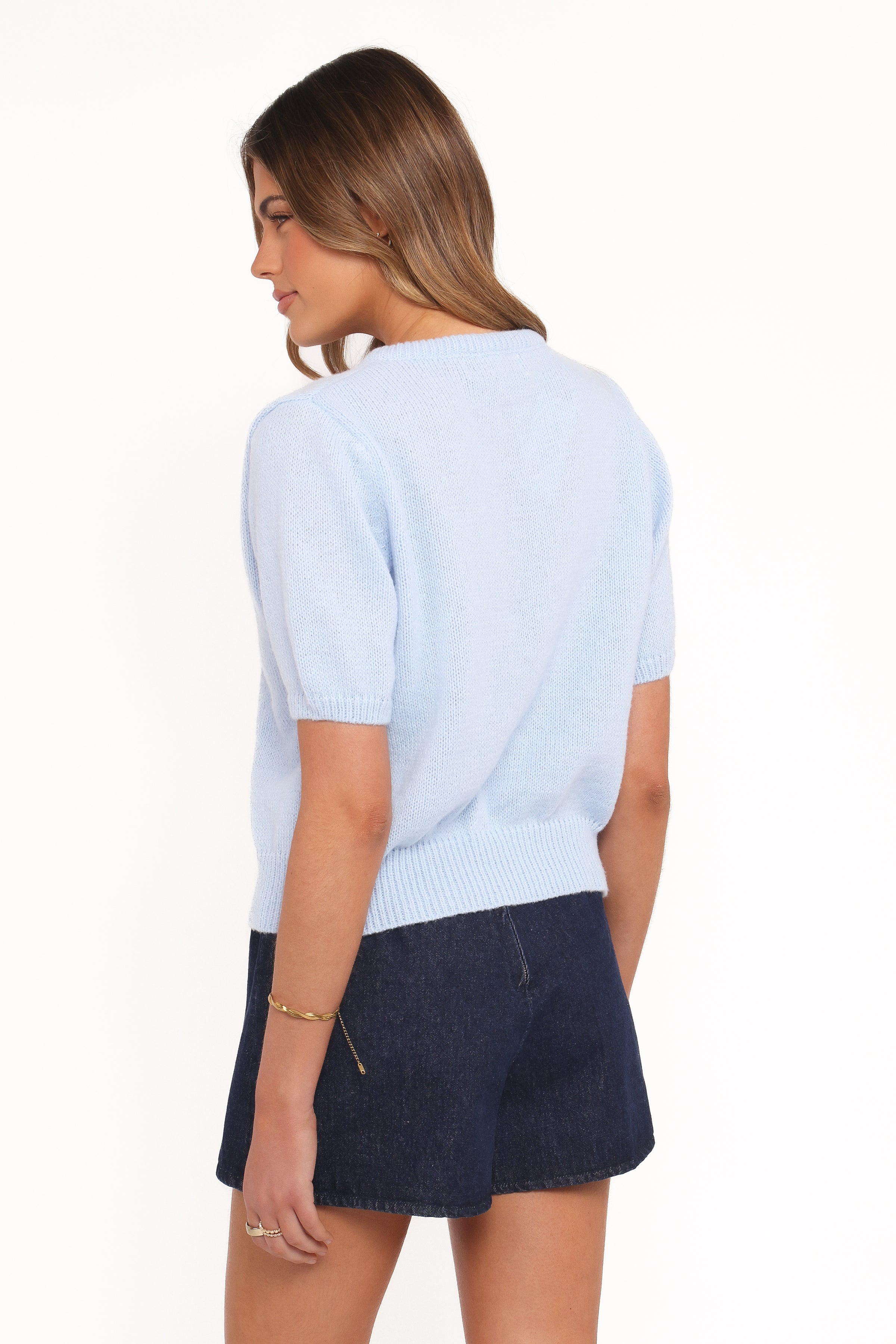 TOPS Koskie Tie Knit Top - Blue