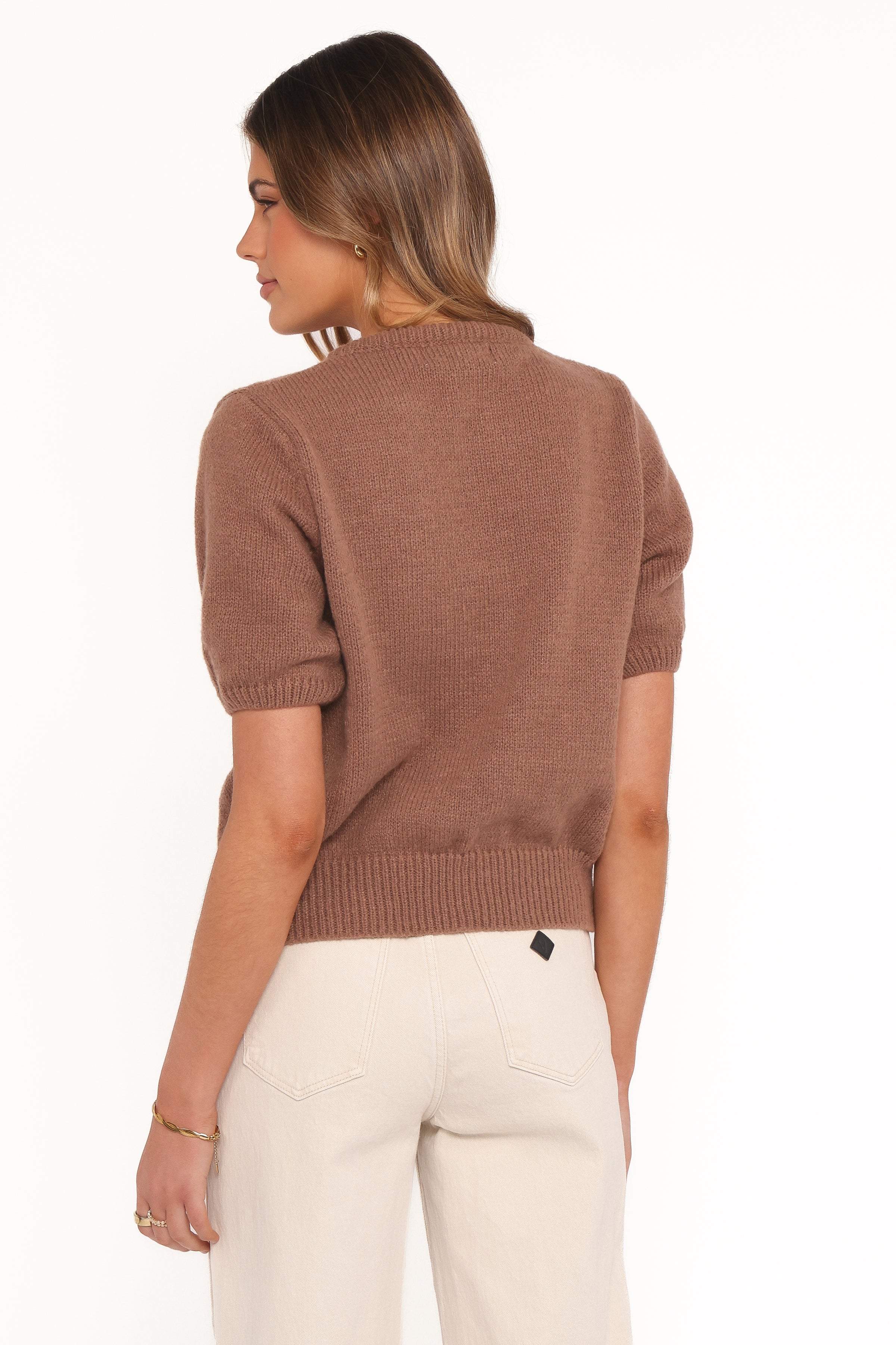TOPS Koskie Tie Knit Top - Chocolate