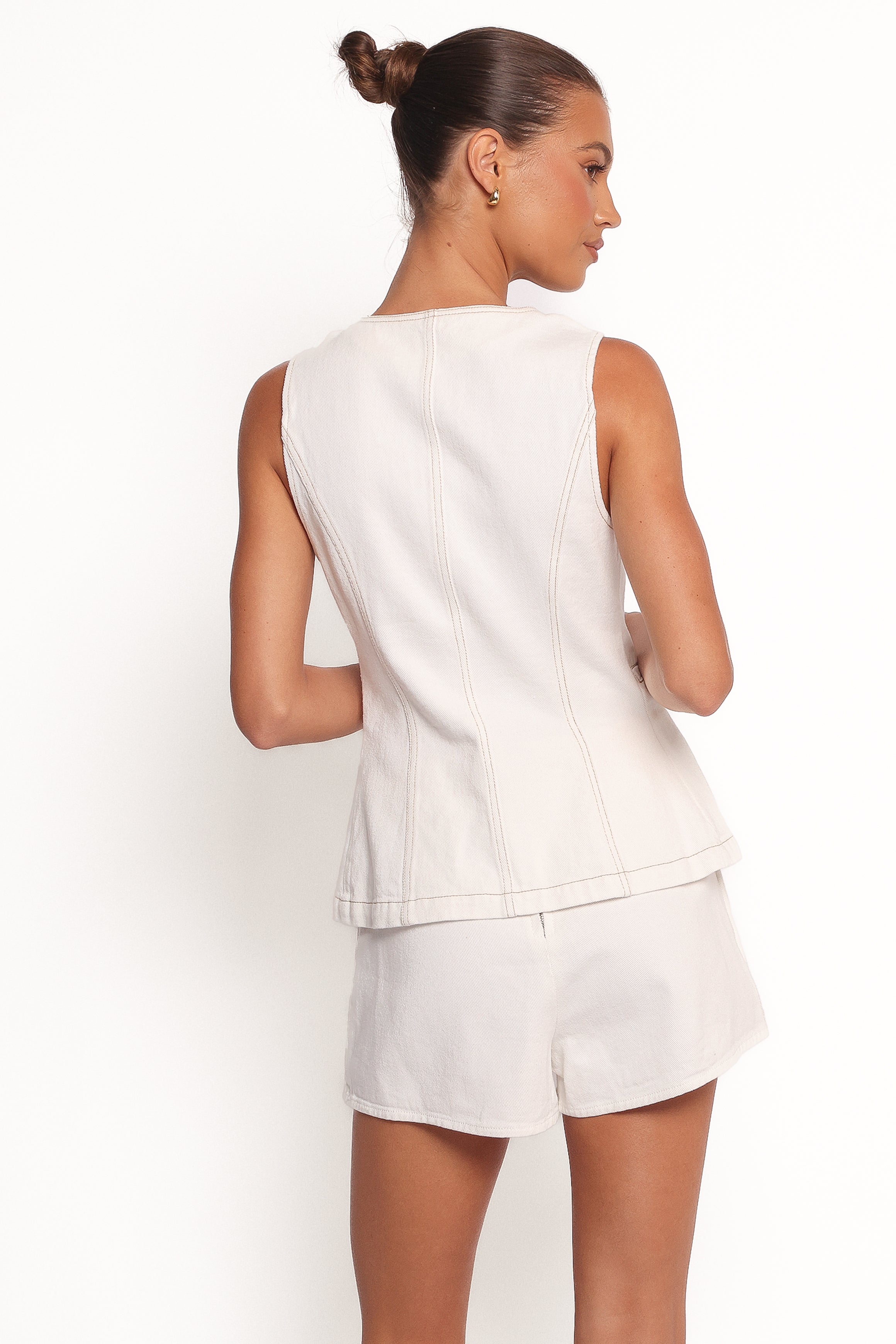TOPS Kristy Denim Vest - White
