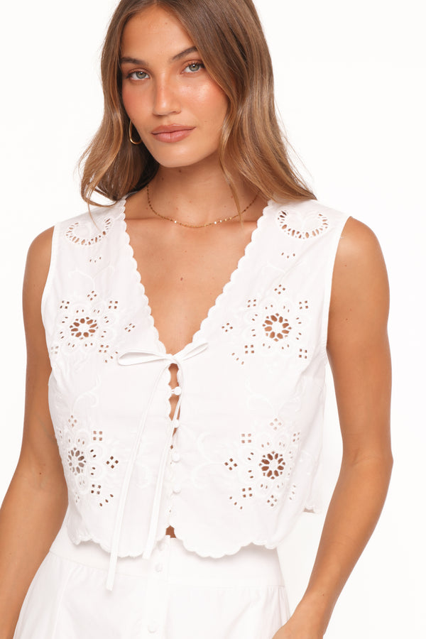 TOPS Kye Top - White Broderie