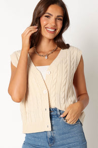 TOPS @Kyle Knit Vest - Cream