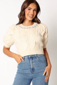 TOPS @Landry Knitted Top - Cream