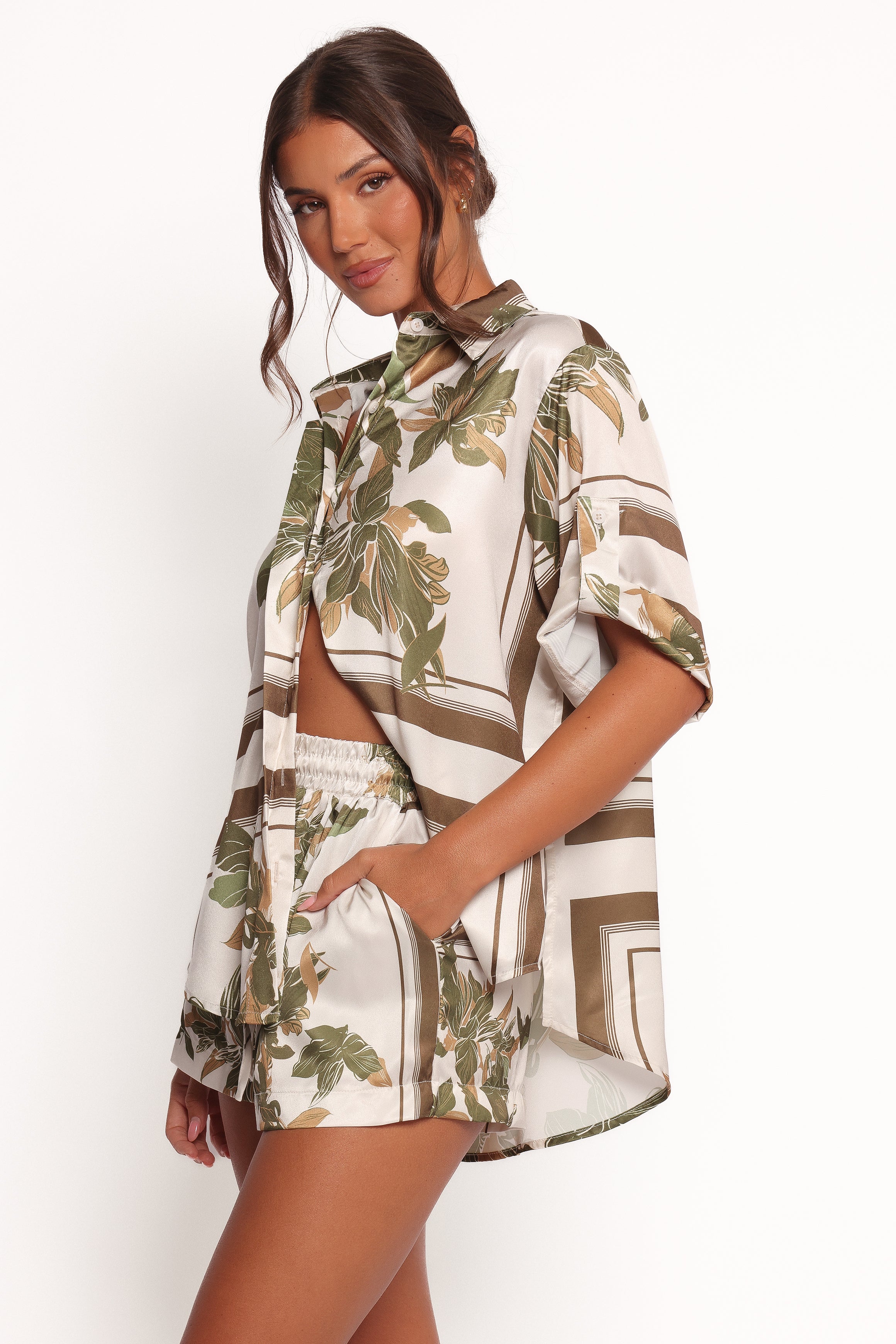 TOPS Lara Shirt - Olive Print