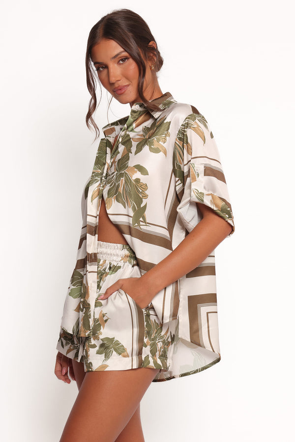 TOPS Lara Shirt - Olive Print