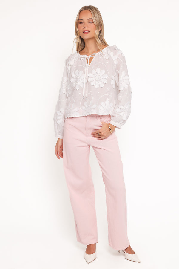 TOPS Leire Embroidered Blouse - White