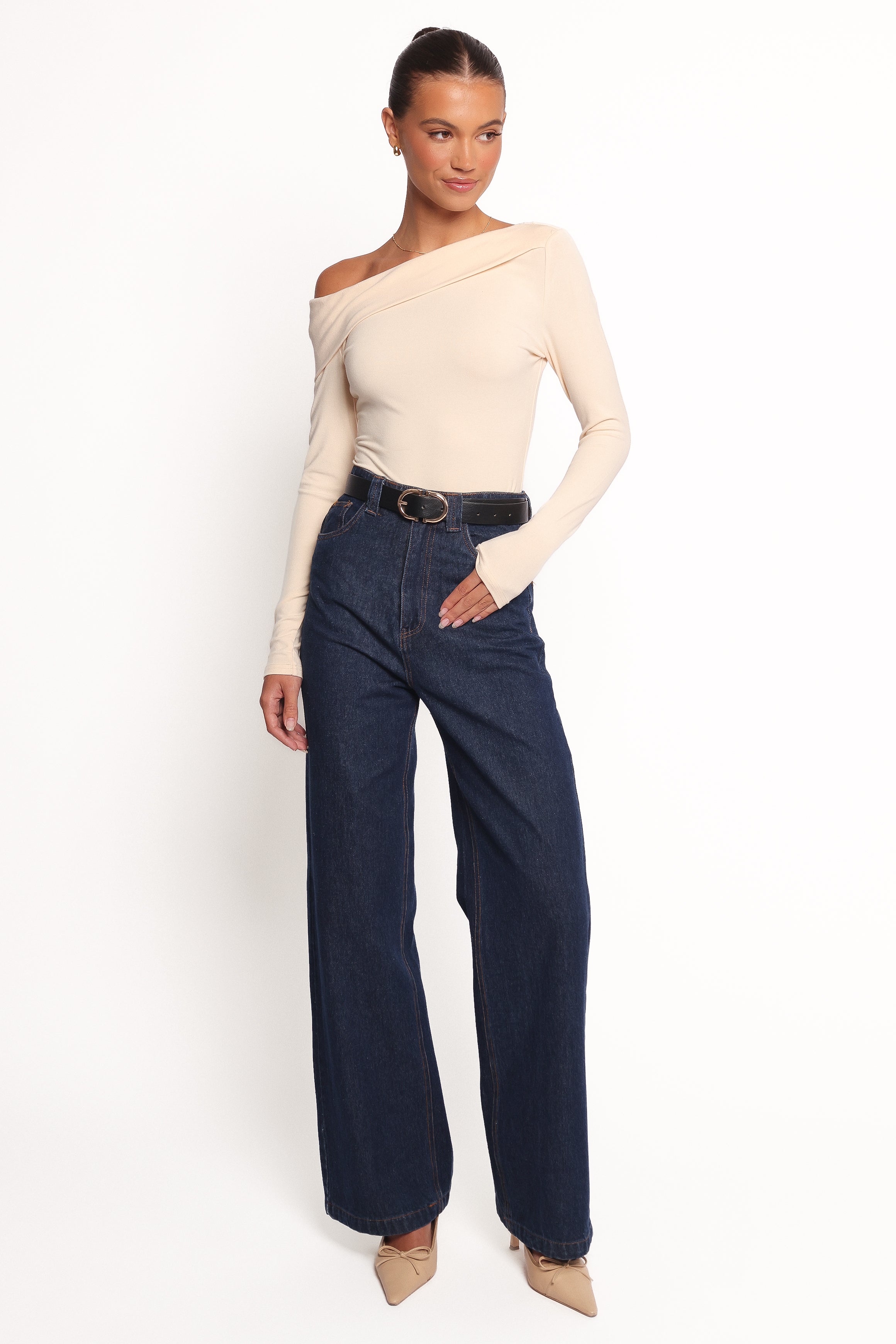 TOPS Liah Off Shoulder Knit Top - Cream