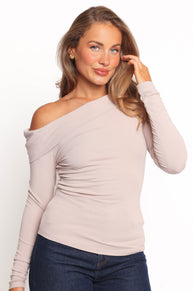 TOPS Liah Off Shoulder Knit Top - Grey