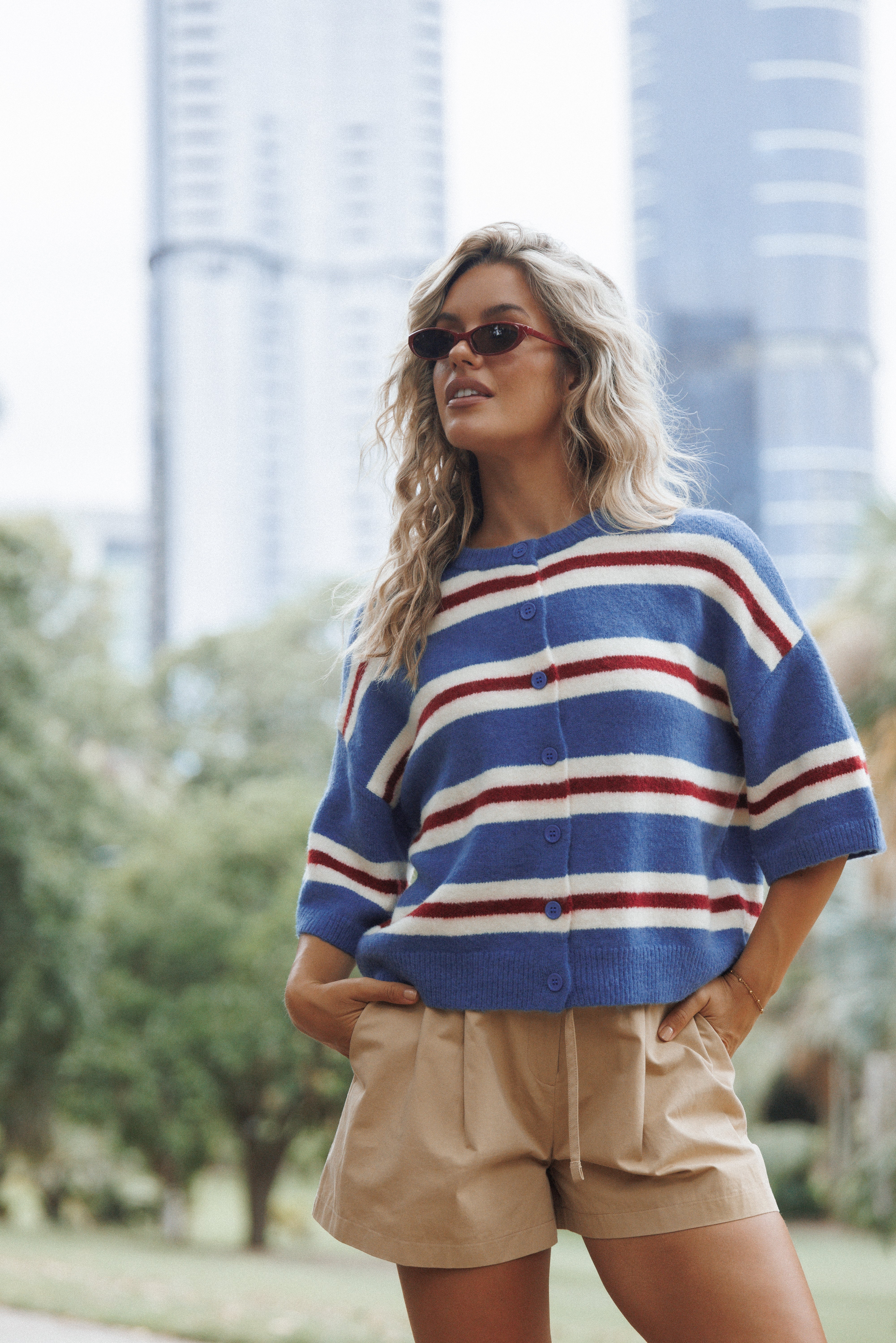 Lilith Knit Top - Blue Stripe | Petal & Pup