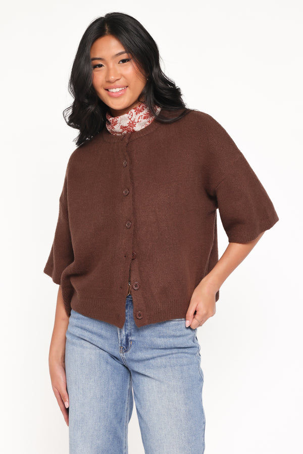 TOPS Lilith Knit Top - Chocolate Brown
