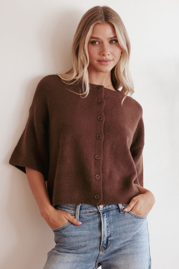 TOPS Lilith Knit Top - Chocolate Brown