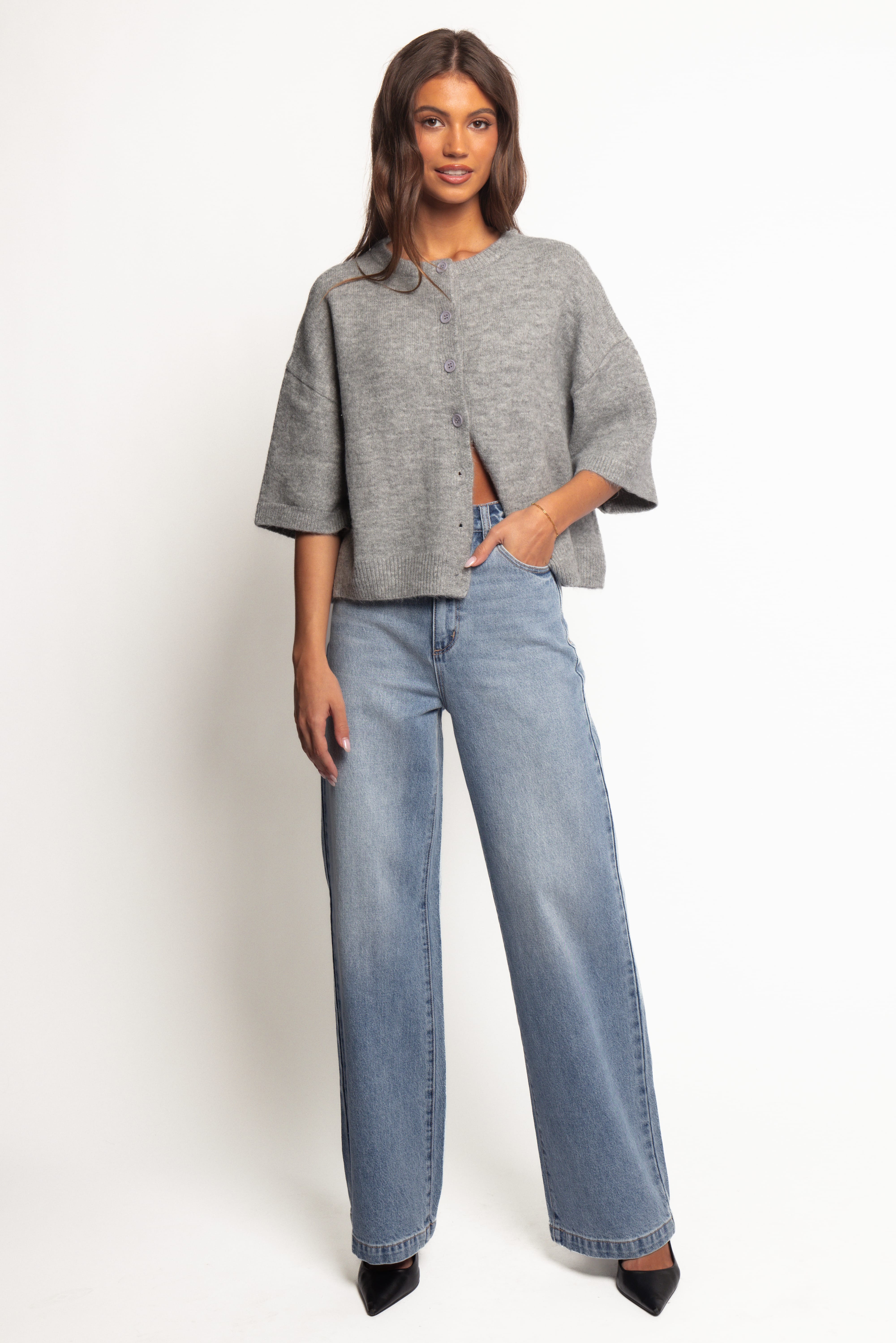 Lilith Knit Top - Grey | Petal & Pup