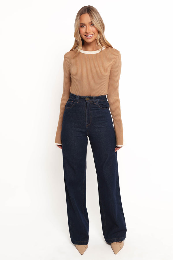 TOPS Lizbeth Knit Top - Tan White