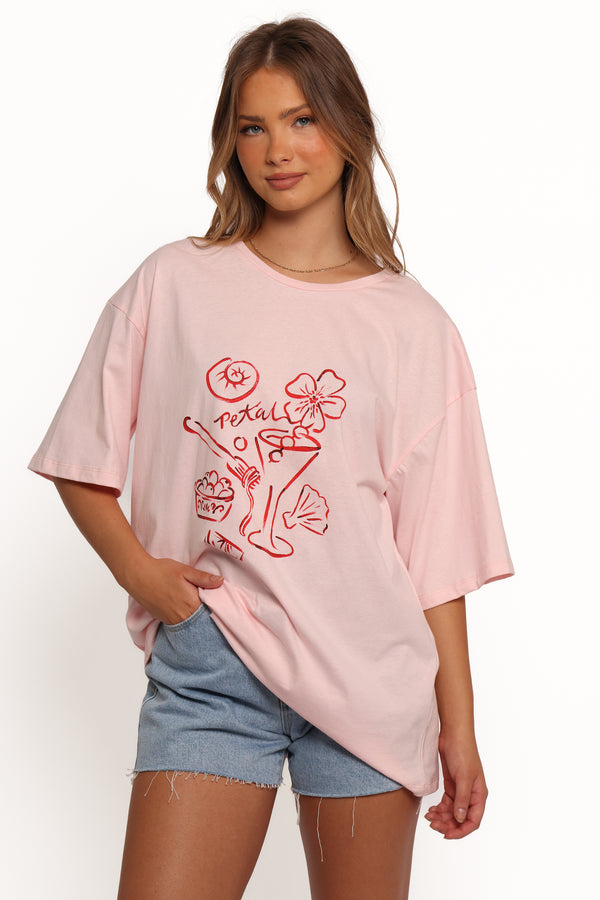 TOPS Loa Graphic Tee - Pink/Red