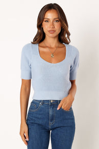 TOPS @Lola Knit Top - Sky Blue