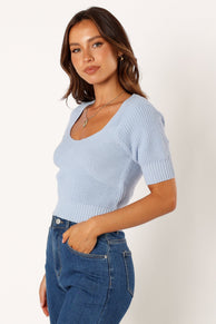 TOPS @Lola Knit Top - Sky Blue