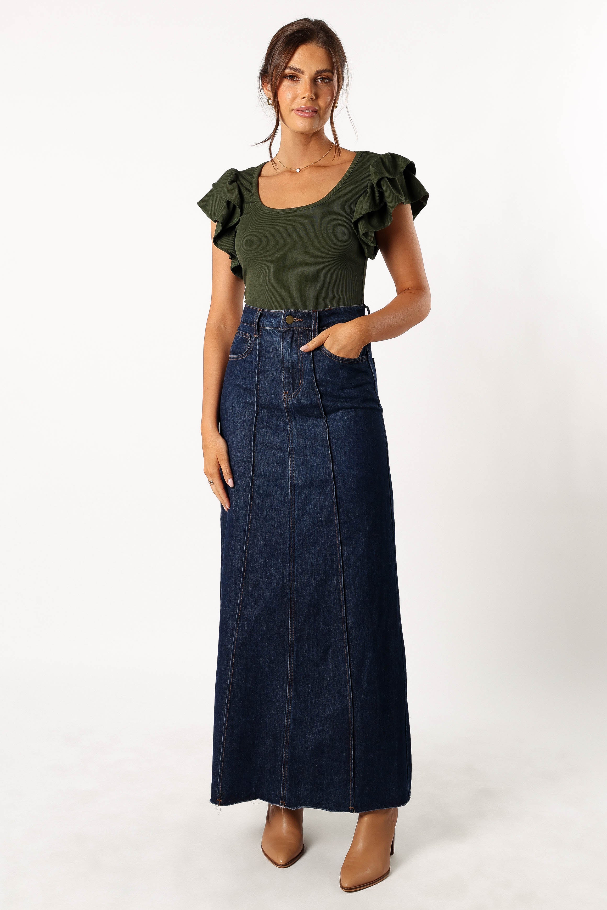 TOPS @Loren Ribbed Top - Olive