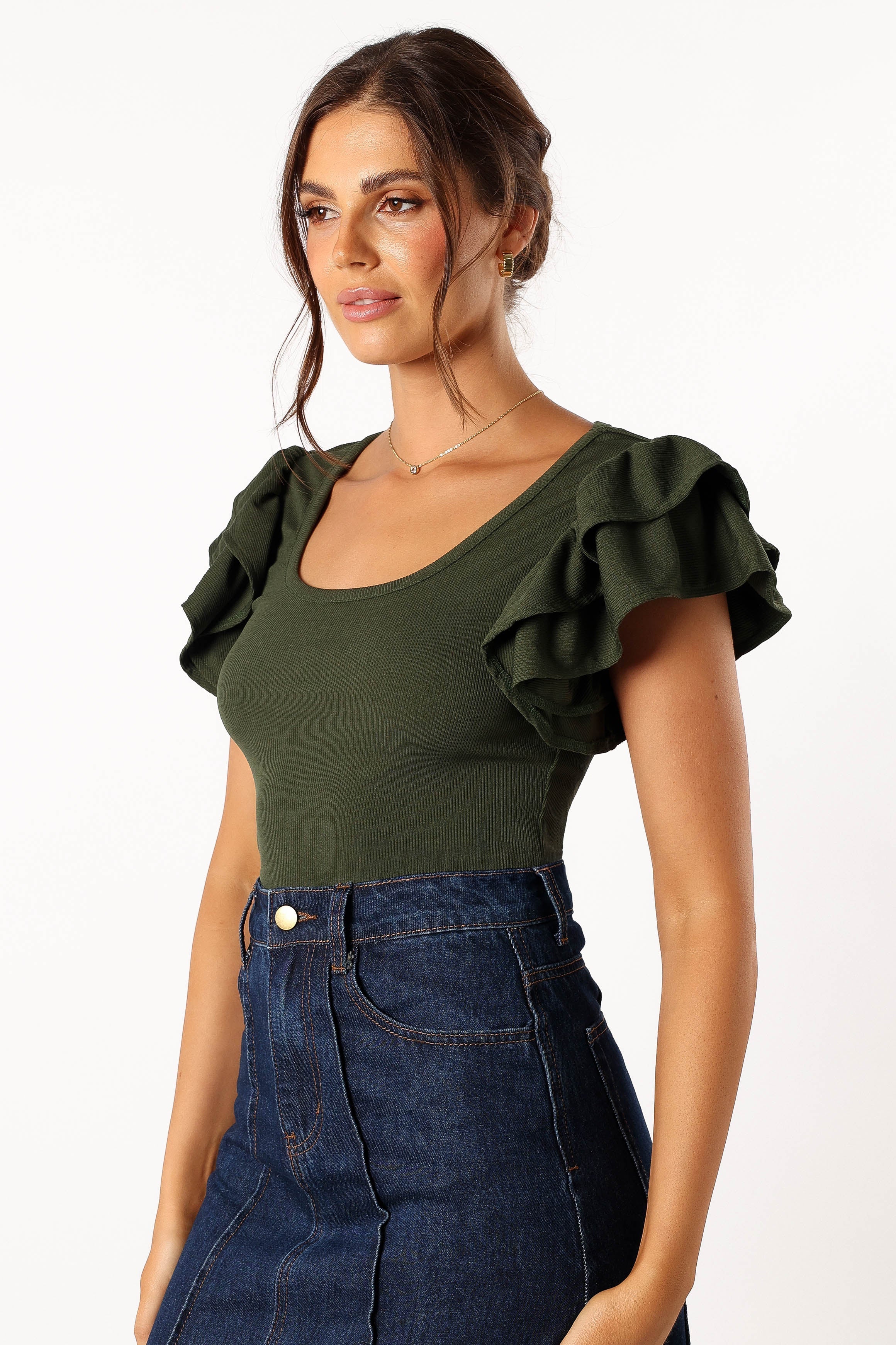 TOPS @Loren Ribbed Top - Olive