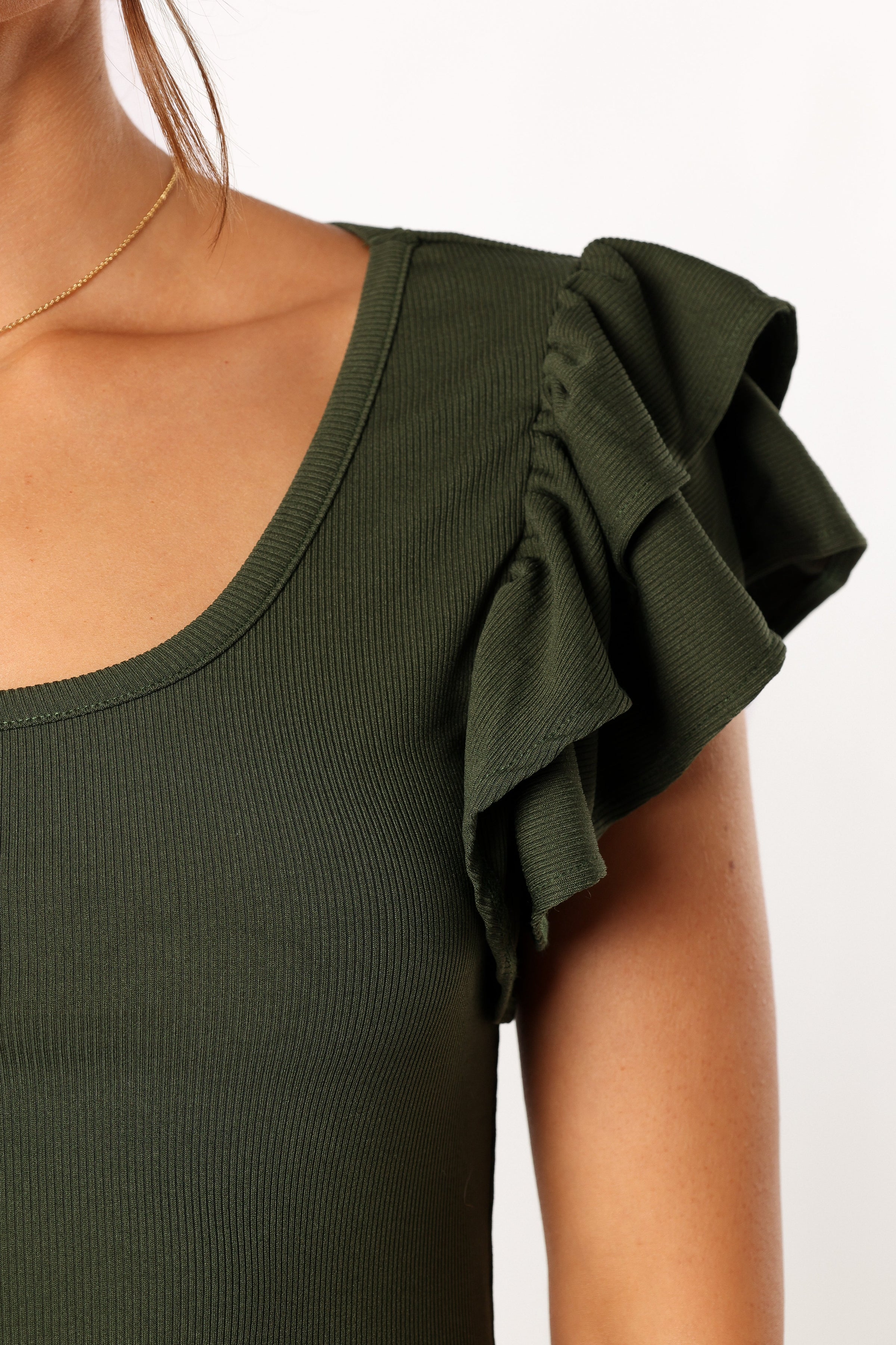 TOPS @Loren Ribbed Top - Olive