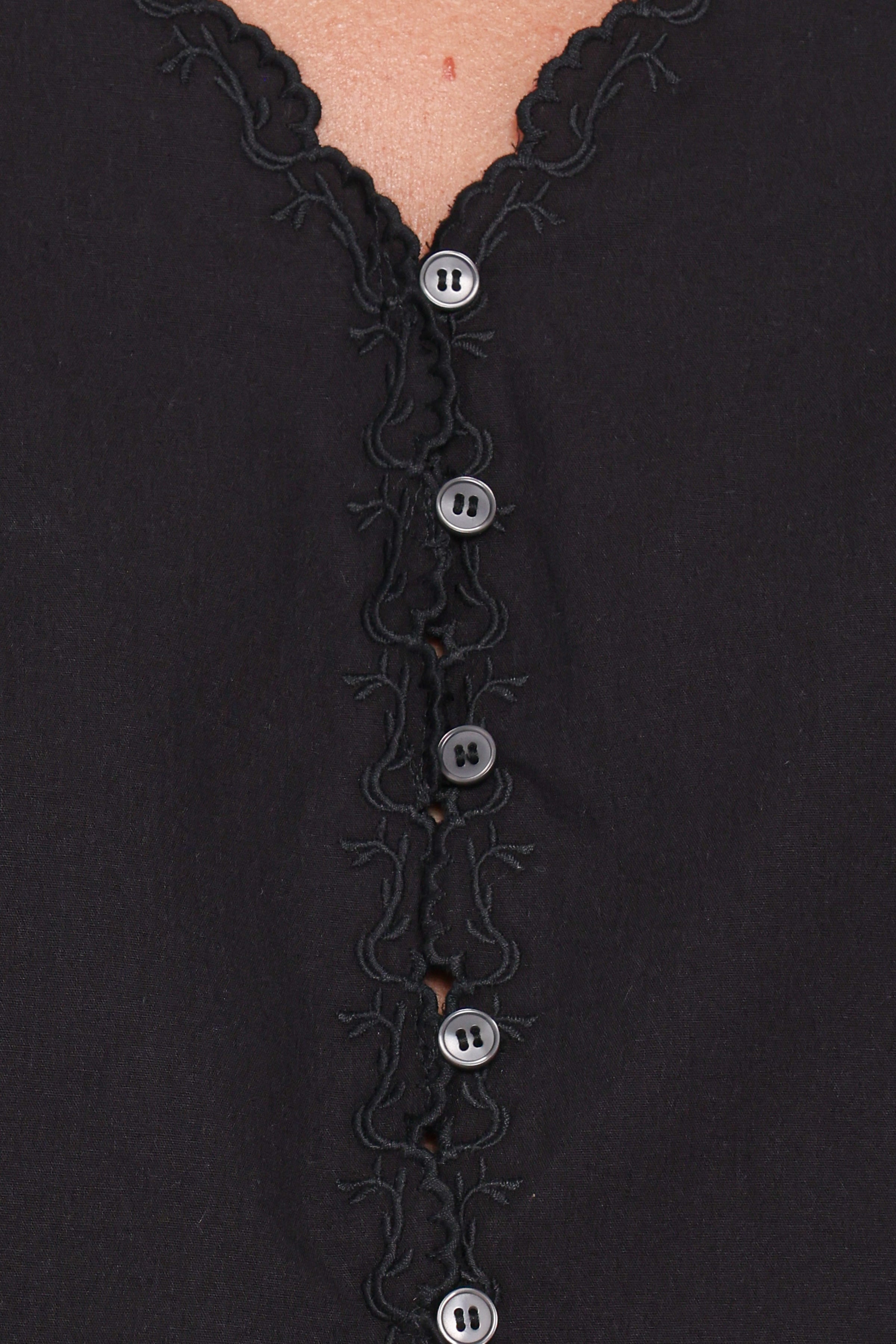 TOPS Lori Lace Trim Top - Black
