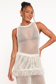TOPS Lorna Knitted Top - Off White