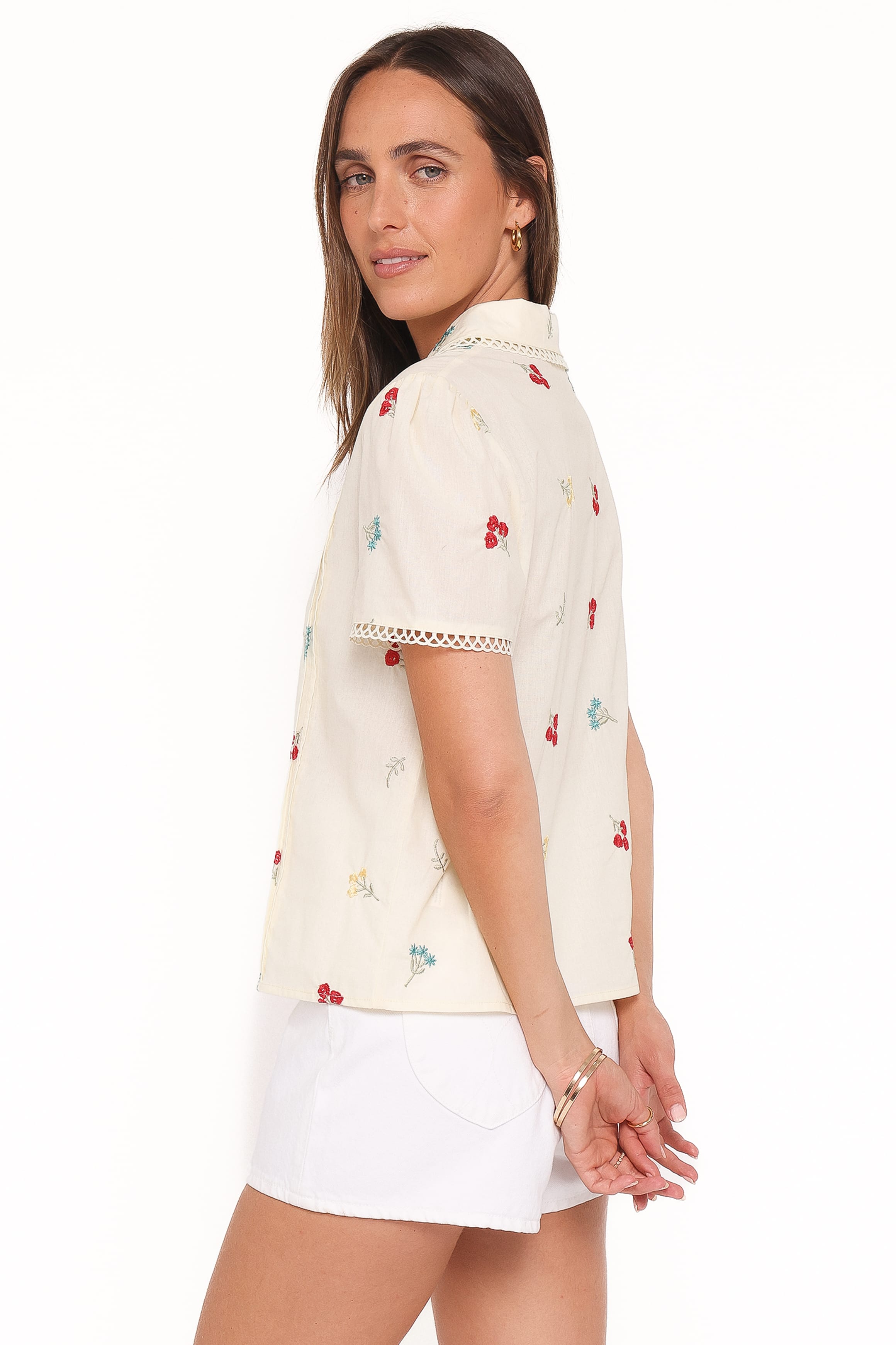 TOPS Lucile Embroidered Shirt - Light Yellow