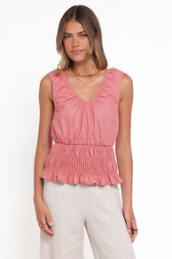 TOPS Lucilla Shirred Waist Top - Petal Pink