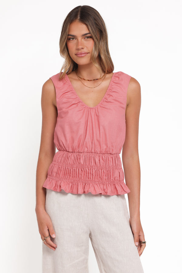 TOPS Lucilla Shirred Waist Top - Petal Pink