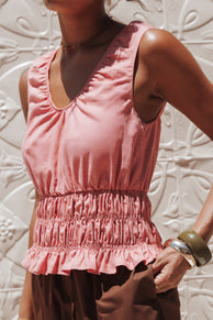 TOPS Lucilla Shirred Waist Top - Petal Pink