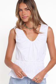 TOPS Lucilla Shirred Waist Top - White