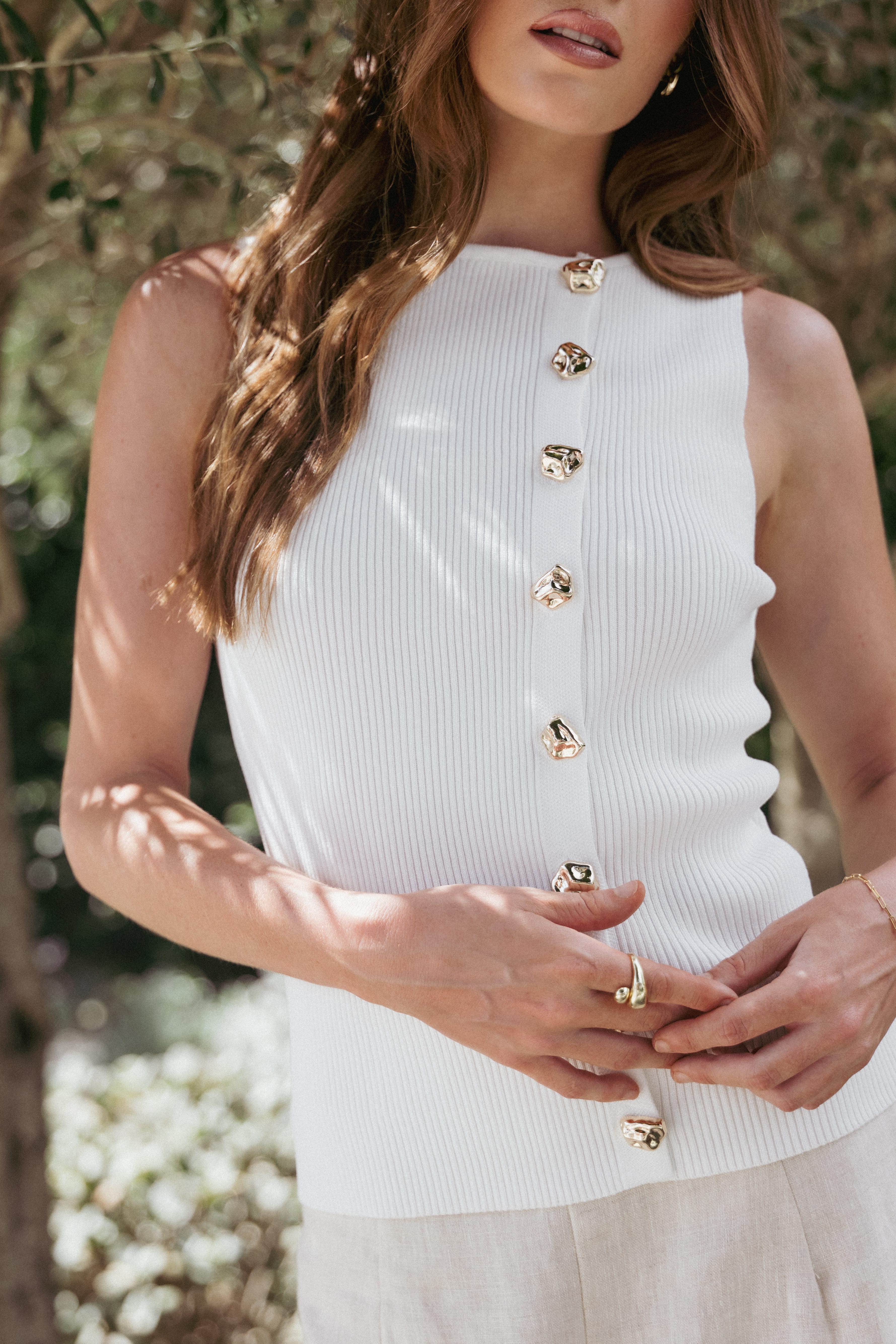 TOPS Lysa Knit Vest Top - White