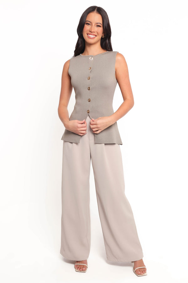 TOPS Machia Knit Vest Top - Khaki