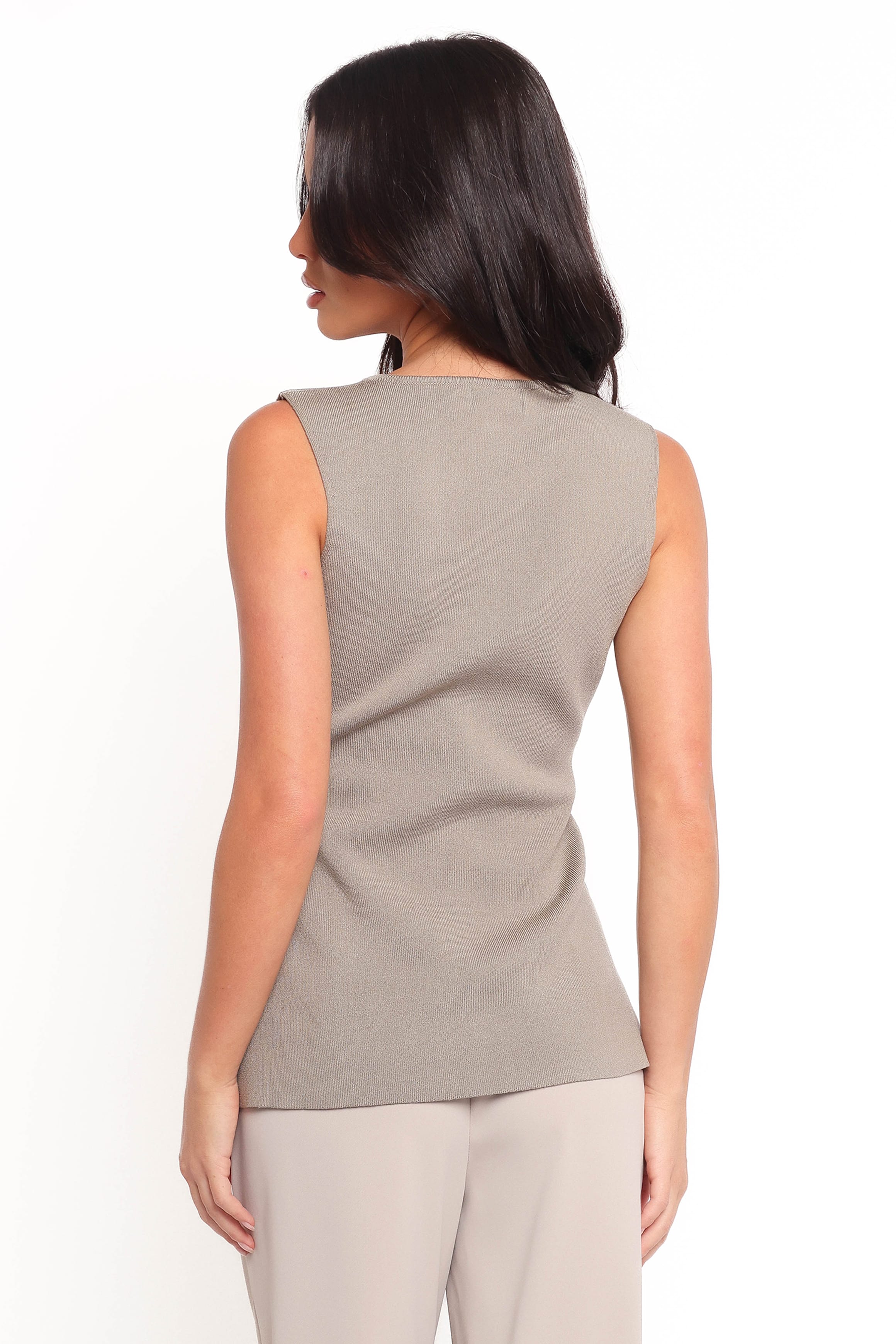 TOPS Machia Knit Vest Top - Khaki