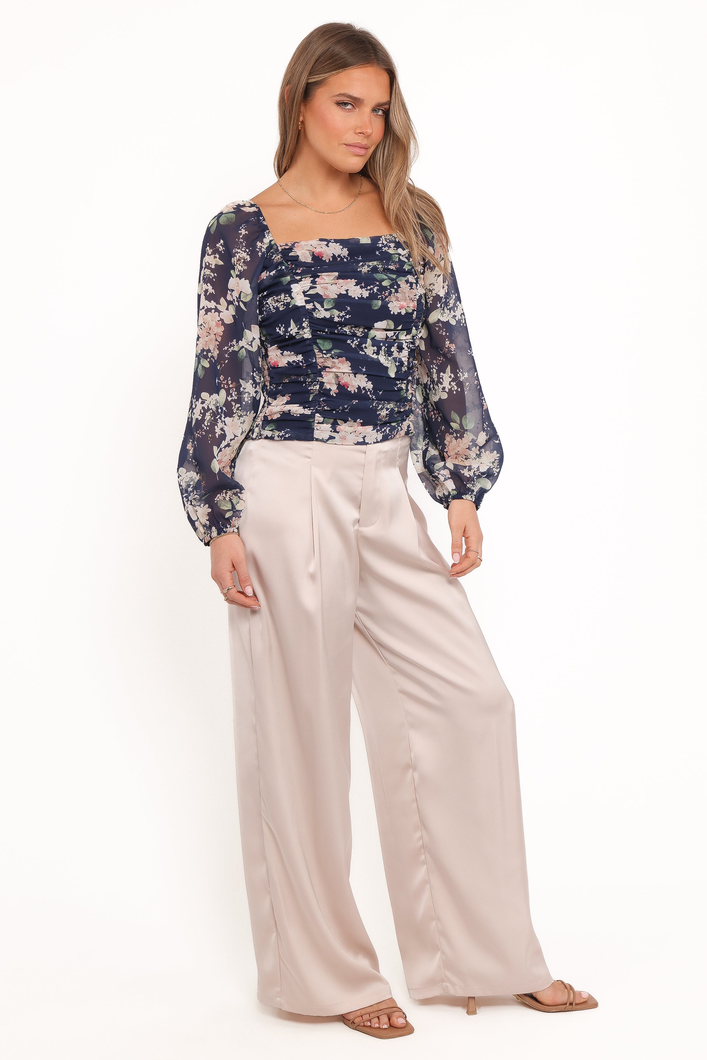 TOPS Maia Long Sleeve Top - Navy Floral