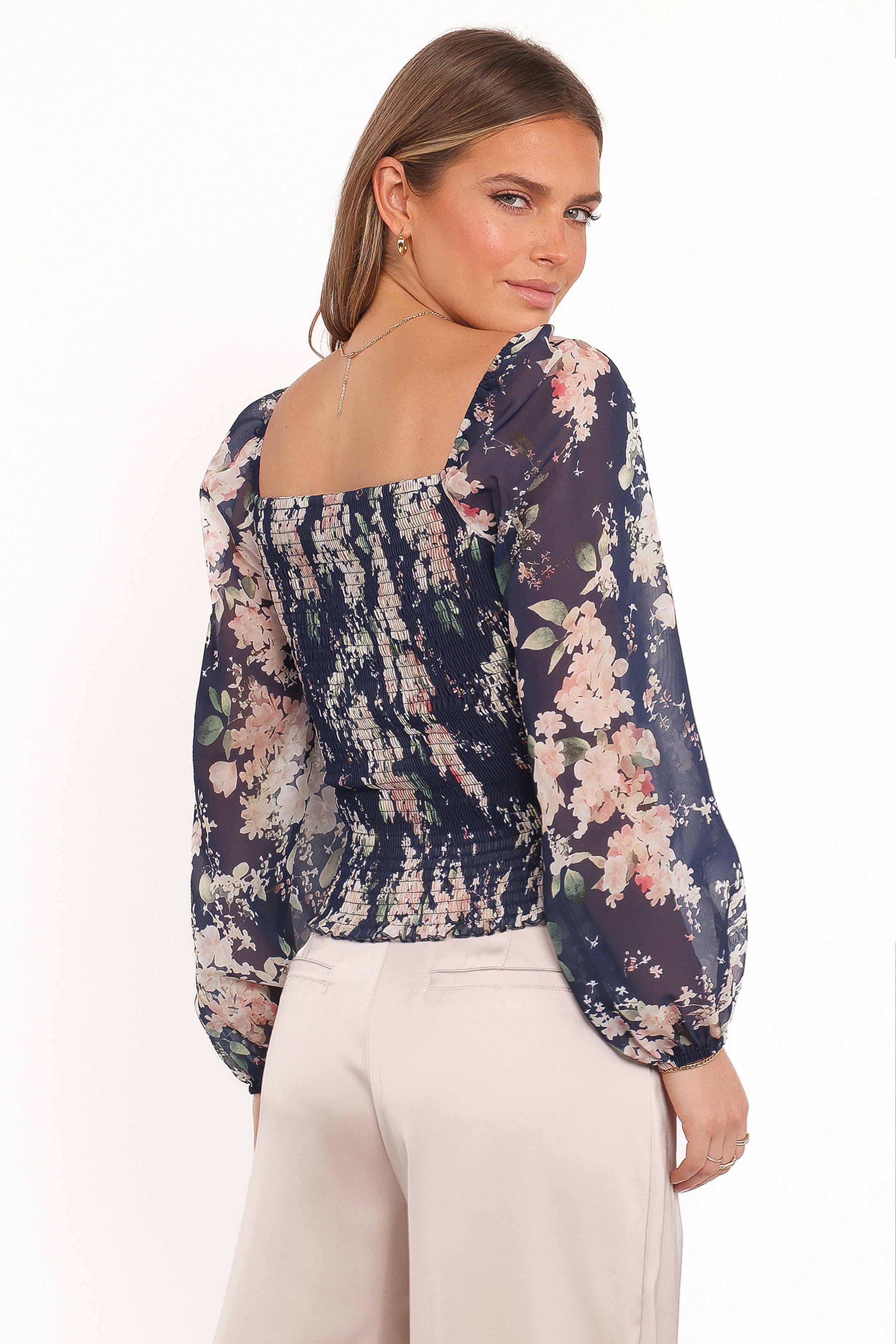 TOPS Maia Long Sleeve Top - Navy Floral